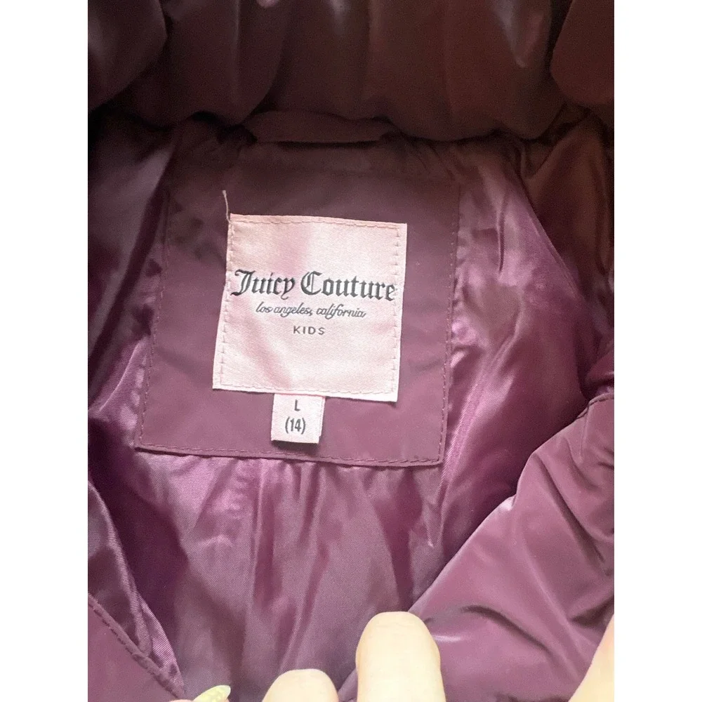 Juicy Couture Kids Purple Quilted Puffer Jacket Coat Girls Size Large 14‎ NWT